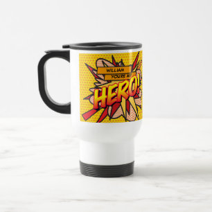 Du bist mein HERO Lustige Retro-Comic-Book-Pop-Art Reisebecher
