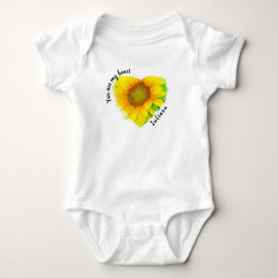 Du bist mein Herz. . .Cheery Yellow Sunflower Baby Strampler