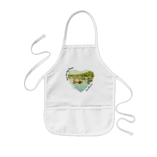 Du bist mein Herz. . .Rote und blaue Sailboote Kinderschürze (Vorne)