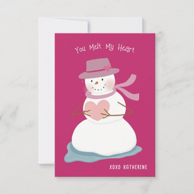 Du bist mein Herz Schneemann Klassenzimmer Valenti Einladung (Vorderseite)