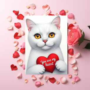 Du bist mein Herz Valentinstag-Gedicht Weiße Katze Feiertagskarte