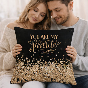 Du bist mein Lieblings-Schwarzer-und-Gold-Glitter- Kissen