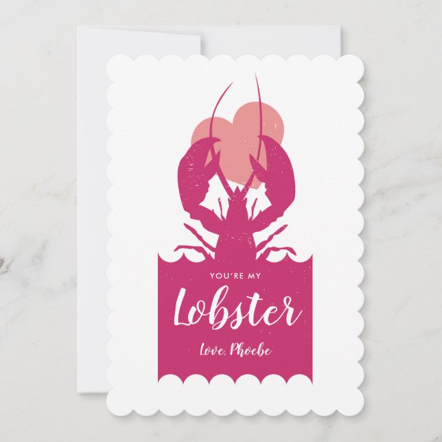 Du bist mein Lobster Valentinrosa Einladung (Vorderseite)