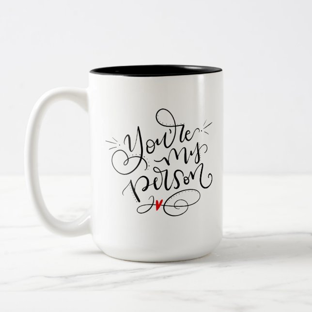 Du bist mein Mensch, Handschrift Zweifarbige Tasse (Links)