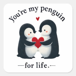 Du bist mein Pinguin für das Leben Paar Quadratischer Aufkleber