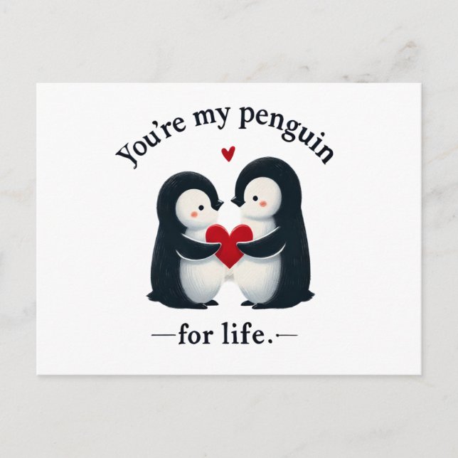 Du bist mein Pinguin für ein lebenslanges Paar Postkarte (Vorderseite)