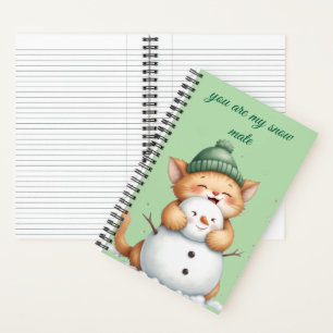 Du bist mein Schnee-Mate”- Süße Katze  & Schneeman Notizbuch