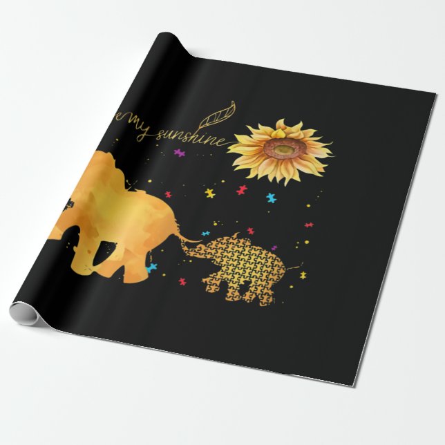 Du bist mein Sonnenblumen-Elefantenautismus Geschenkpapier (Ungerollt)
