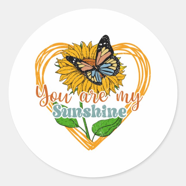 Du bist mein Sonnenblumen-Schmetterling Runder Aufkleber (Vorderseite)