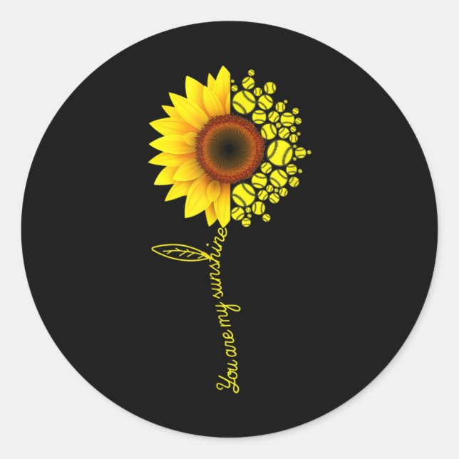 Du bist mein Sonnenblumen-Softball Runder Aufkleber (Vorderseite)