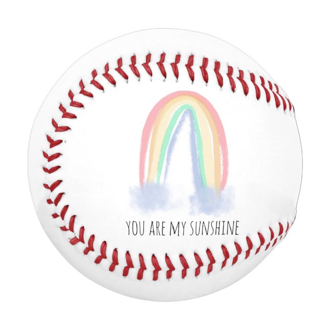 Du bist mein Sonnenschein Aquarell bemalt Regenbog Baseball (Vorderseite Links)