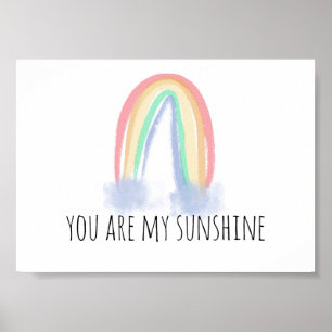 Du bist mein Sonnenschein Aquarell bemalt Regenbog Poster