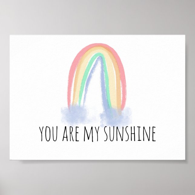 Du bist mein Sonnenschein Aquarell bemalt Regenbog Poster (Vorne)
