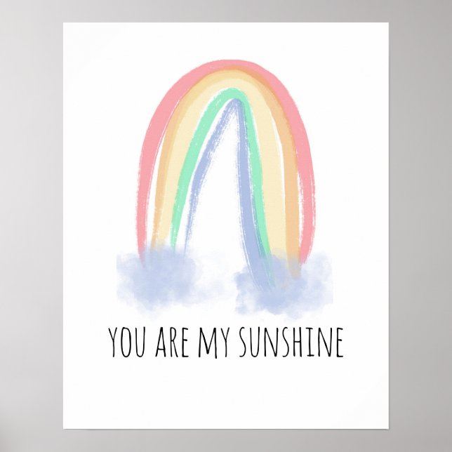 Du bist mein Sonnenschein Aquarell bemalt Regenbog Poster (Vorne)