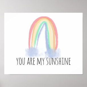 Du bist mein Sonnenschein Aquarell bemalt Regenbog Poster