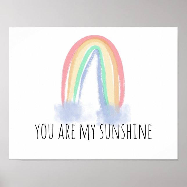 Du bist mein Sonnenschein Aquarell bemalt Regenbog Poster (Vorne)