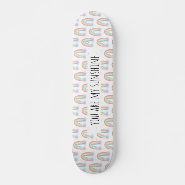 Du bist mein Sonnenschein Aquarell bemalt Regenbog Skateboard (Vorne)