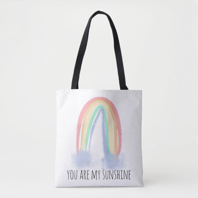 Du bist mein Sonnenschein Aquarell bemalt Regenbog Tasche (Vorderseite)