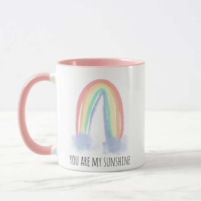 Du bist mein Sonnenschein Aquarell bemalt Regenbog Tasse (Links)