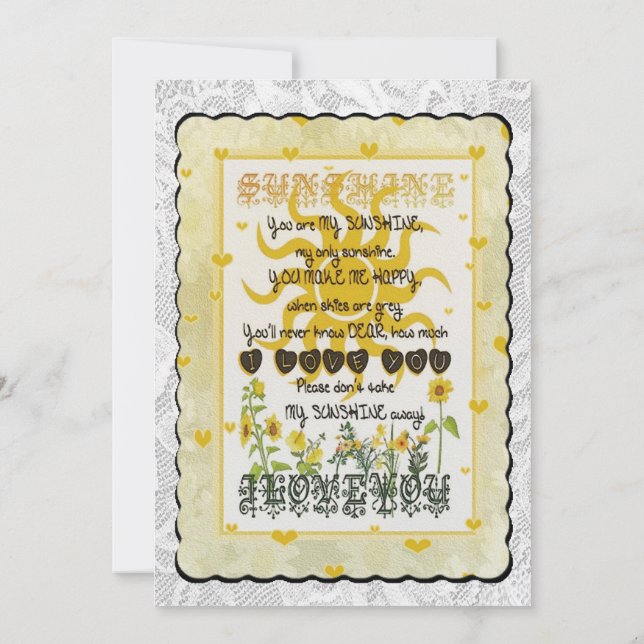 Du bist mein Sonnenschein. Einladung (Rückseite)
