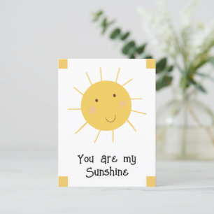Du bist mein Sonnenschein Glückliche Sonne Gelb Postkarte