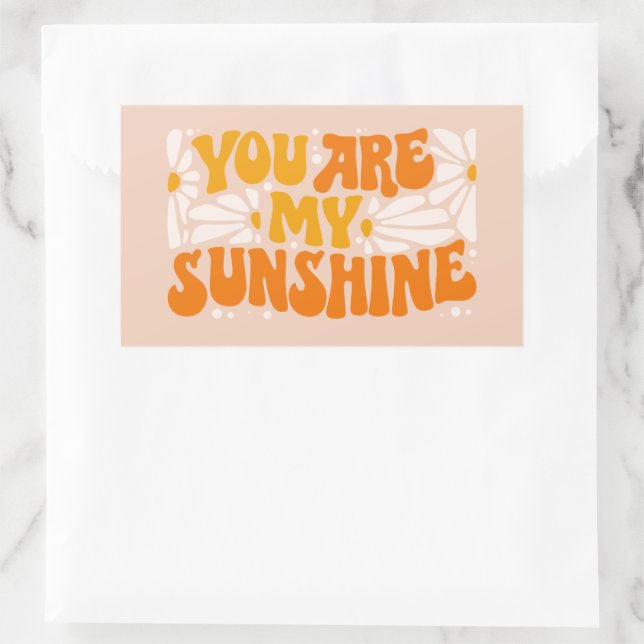 Du bist mein Sonnenschein Groovy Graphic Rechteckiger Aufkleber (Tasche)