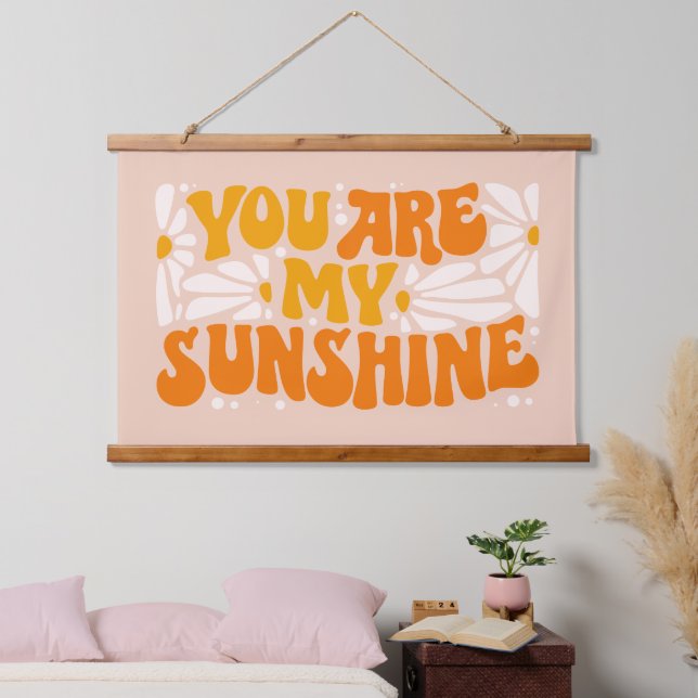 Du bist mein Sonnenschein Groovy Graphic Wandteppich Mit Holzrahmen (Schlafzimmer)