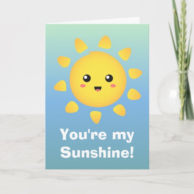 Du bist mein Sonnenschein! Happy Sun Cartoon Dankeskarte (Vorderseite)