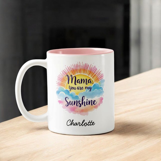 Du bist mein Sonnenschein | Heartfelt Gift für Mam Zweifarbige Tasse (Von Creator hochgeladen)