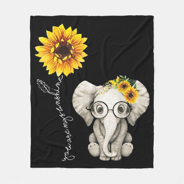 Du bist mein Sonnenschein-Hippie-Sonnenblume-Elefa Fleecedecke (Vorderseite)