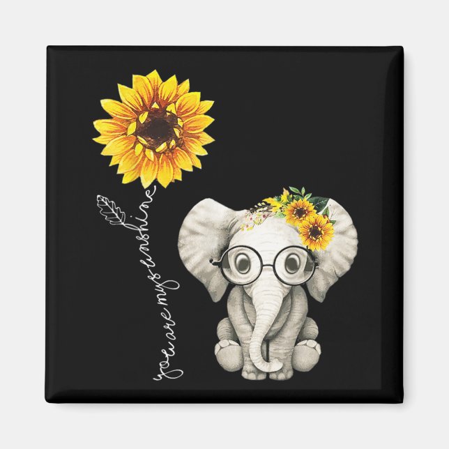 Du bist mein Sonnenschein-Hippie-Sonnenblume-Elefa Magnet (Vorne)