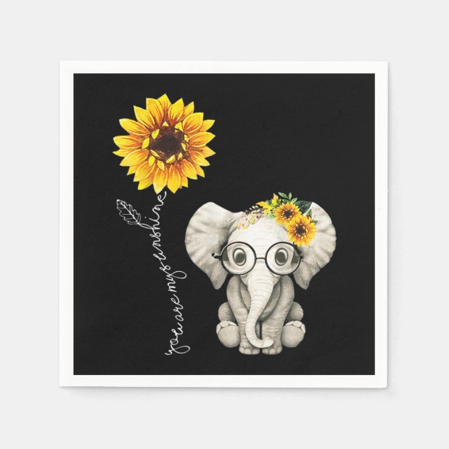 Du bist mein Sonnenschein-Hippie-Sonnenblume-Elefa Serviette (Vorderseite)