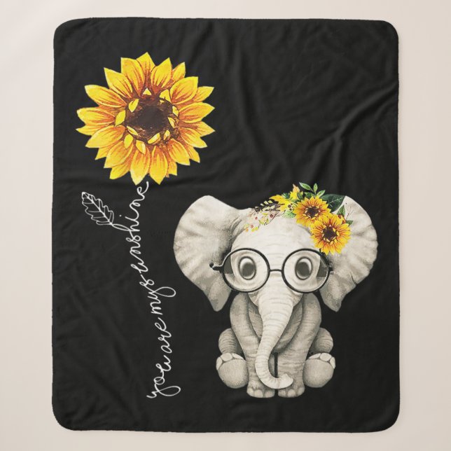 Du bist mein Sonnenschein-Hippie-Sonnenblume-Elefa Sherpadecke (Vorderseite)