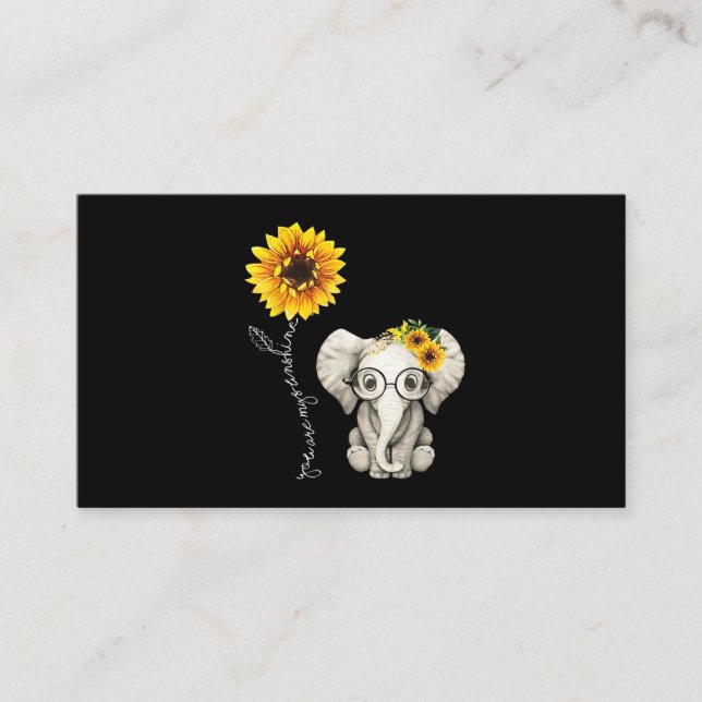 Du bist mein Sonnenschein-Hippie-Sonnenblume-Elefa Visitenkarte (Vorderseite)