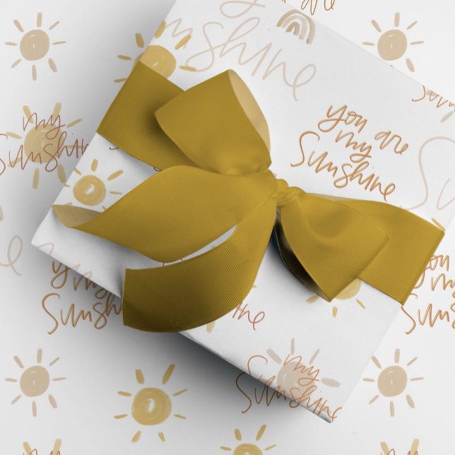 Du bist mein Sonnenschein in Gelb Geschenkpapier (Yellow You Are My Sunshine watercolor and hand lettered gift wrapping paper.)