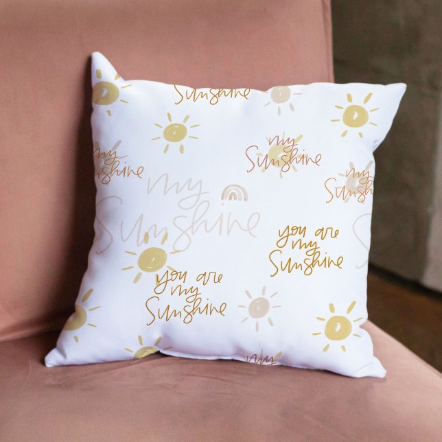 Du bist mein Sonnenschein in Gelb-reversibel Kissen (You Are My Sunshine in Yellow Reversible Throw Pillow)