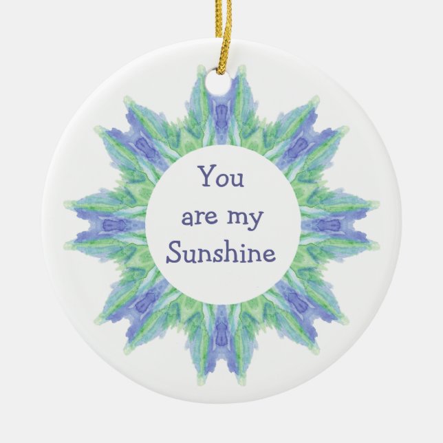 "Du bist mein Sonnenschein!" Liebe Wasserfarbe Keramik Ornament (Vorne)