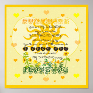 Du bist mein Sonnenschein mit Herz Poster
