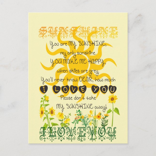 Du bist mein Sonnenschein... Postkarte (Vorderseite)