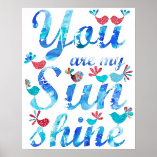 Du bist mein Sonnenschein Print rot weiß und blau Poster