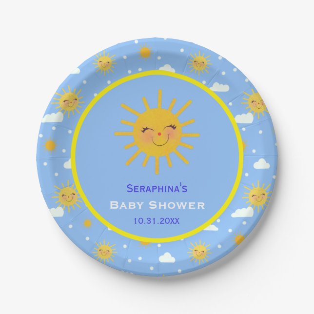 Du bist mein Sonnenschein und lächelst Sun Baby Du Pappteller (Vorderseite)