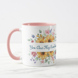 Du bist mein Sonnenschein und Sonnenblumen-Zitat Tasse