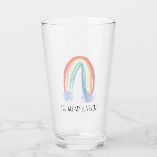 Du bist mein Sonnenschein Wasserfarbe gemalter Reg Glas