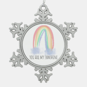 Du bist mein Sonnenschein-Wasserfarben-Regenbogen  Schneeflocken Zinn-Ornament