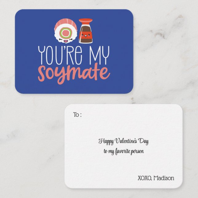 Du bist mein Soymate Funny Pun Niedlich Valentinst Mitteilungskarte (Vorne/Hinten)