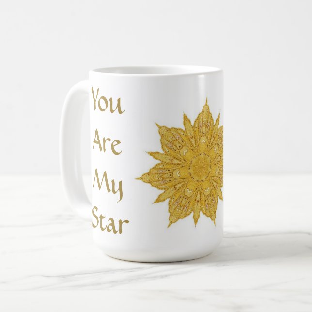 Du bist mein Stern, immer goldweiß Kaffeetasse (Vorderseite Links)