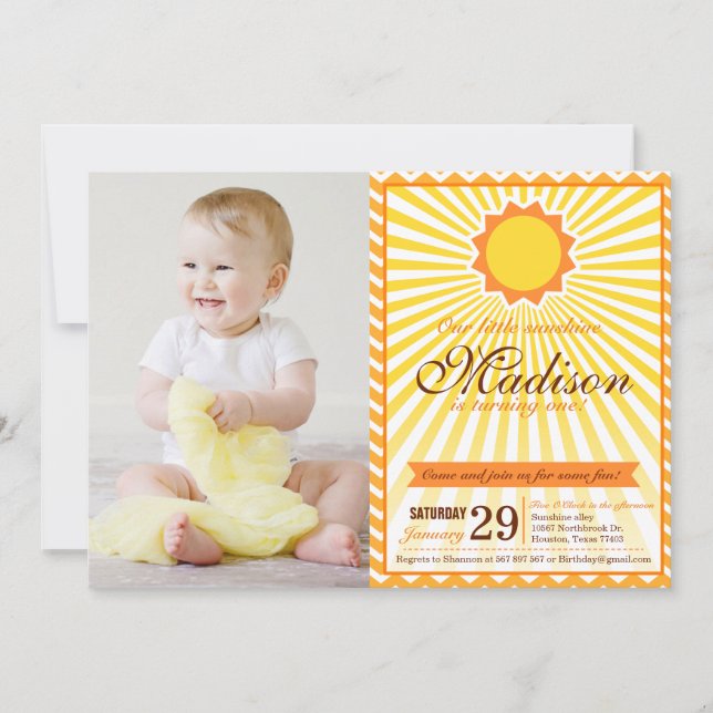 Du bist mein Sunshine Birthday Foto Einladung (Vorderseite)