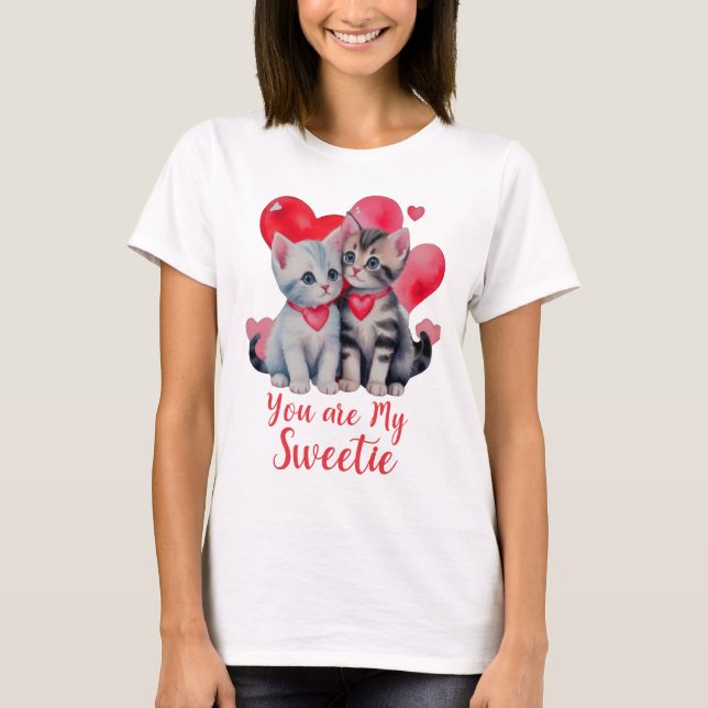 Du bist mein Süßes, Niedlicher Katzenjammer Valent T-Shirt (Vorderseite)