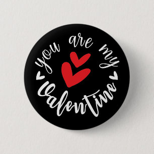Du bist mein Valentine, zwei kleine Herzen Button