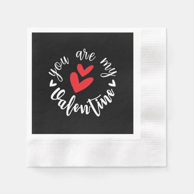 Du bist mein Valentine, zwei kleine Herzen Serviette (Vorderseite)